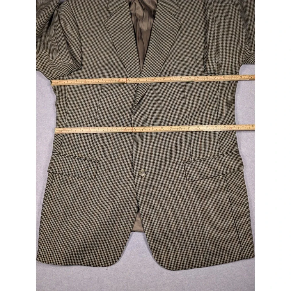 Austin Reed Sport Coat Mens 42R Brown Houndstooth Worsted Wool Blazer Excellent